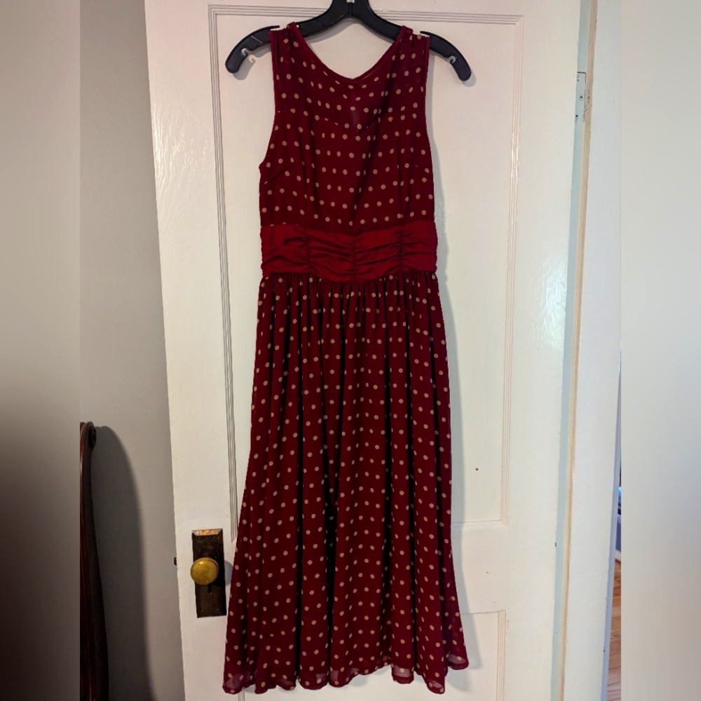 Lindy Bop Maroon Retro Swing Dress NWT